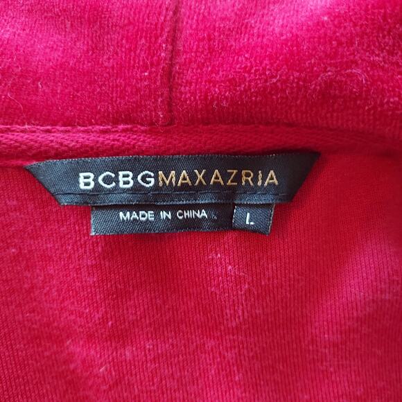 Y2K BCBG Maxazria Red Velour Zip Hoodie w/Rhinestones Size L - Picture 11 of 13